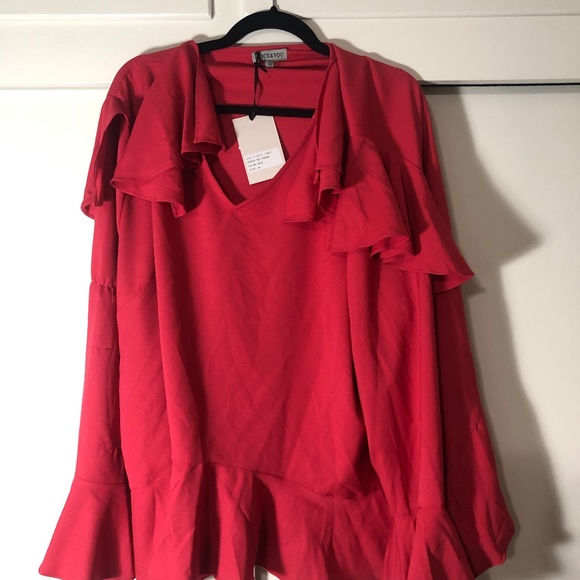 NWT Asos Alice & You Sheer Red Ruffle Layer Top - Picture 4 of 6